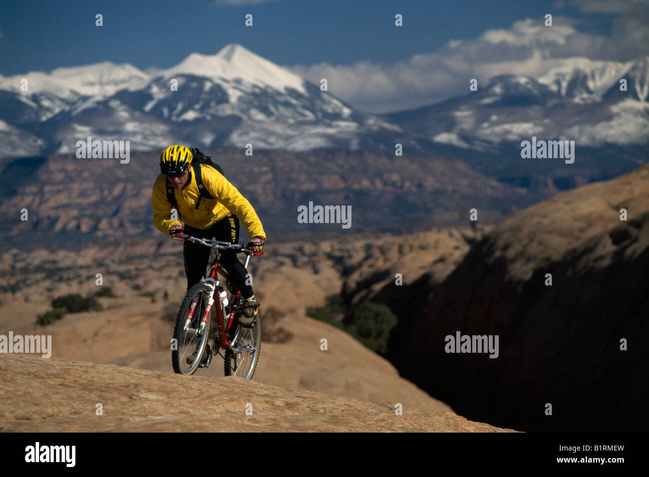 Mountain biker, Moab, Utah, USA Banque D'Images