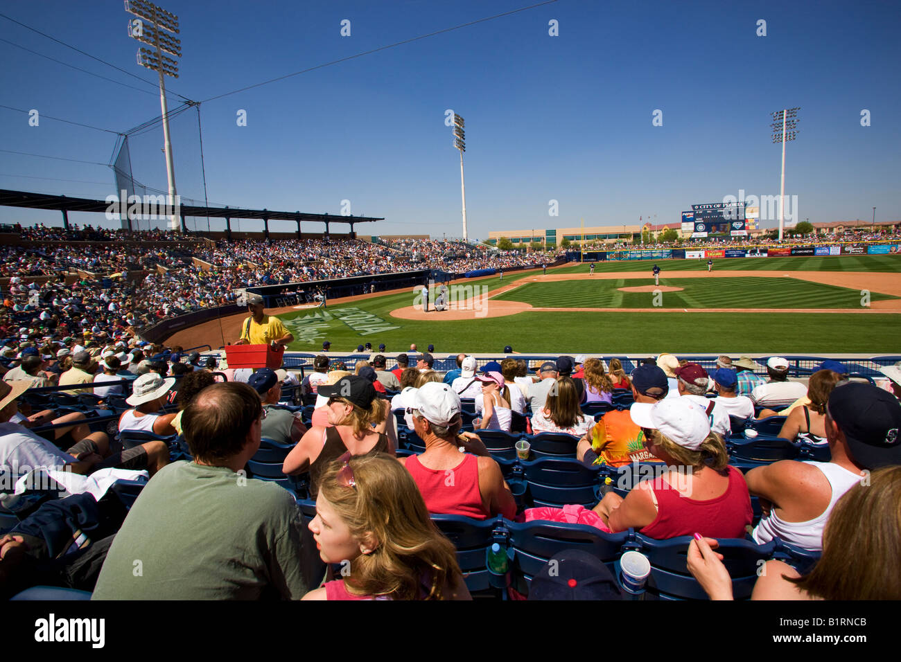 Les San Diego Padres, jouant les Mariners de Seattle à un match de base-ball d'entraînement de printemps Peoria Arizona Banque D'Images