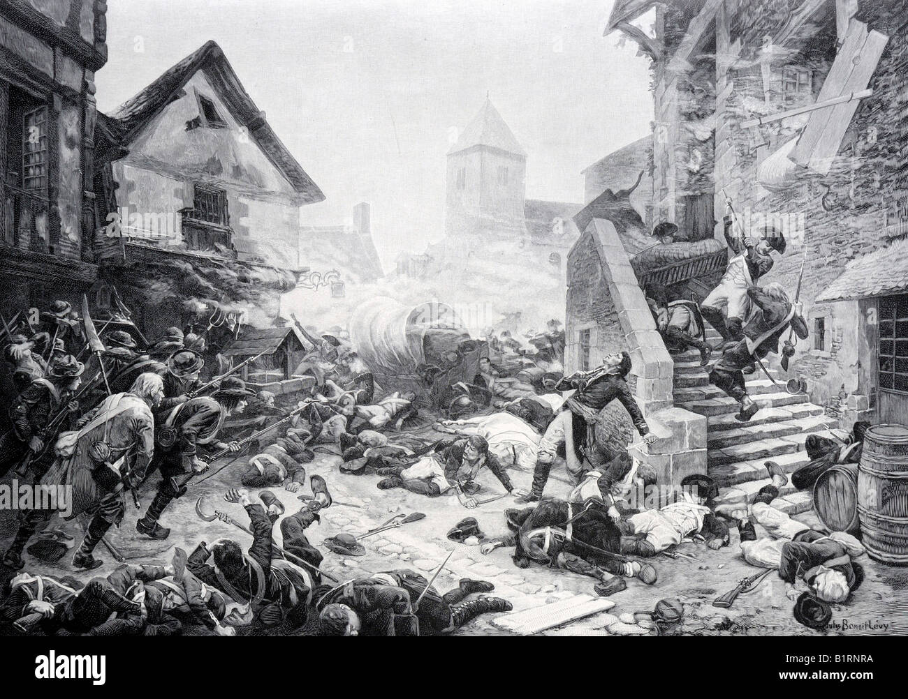 Tod des généraux Moulin, La mort du général Moulin, gravure sur bois de l'annuaire Moderne Kunst dans Meisterholzschnitten, une moderne Banque D'Images