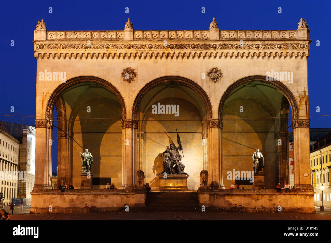 Feldherrnhalle, Marshall Field's Hall, centre-ville historique de Munich, Bavaria, Germany, Europe Banque D'Images