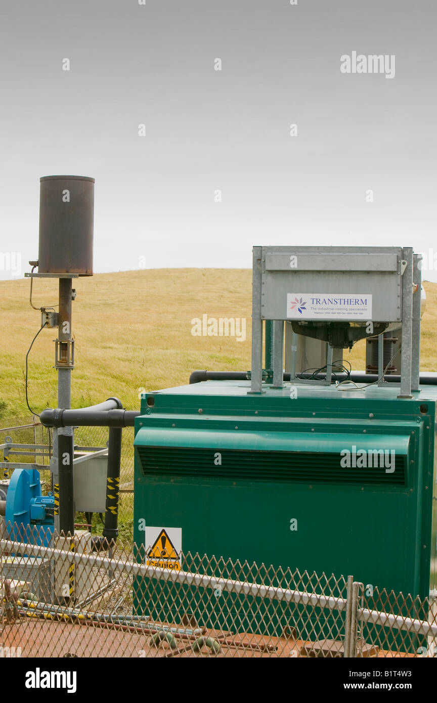 Captage du méthane à partir d'une ancienne décharge décharge sur Walney Island près de Barrow in Furness pour convertir à l'électricité verte Banque D'Images