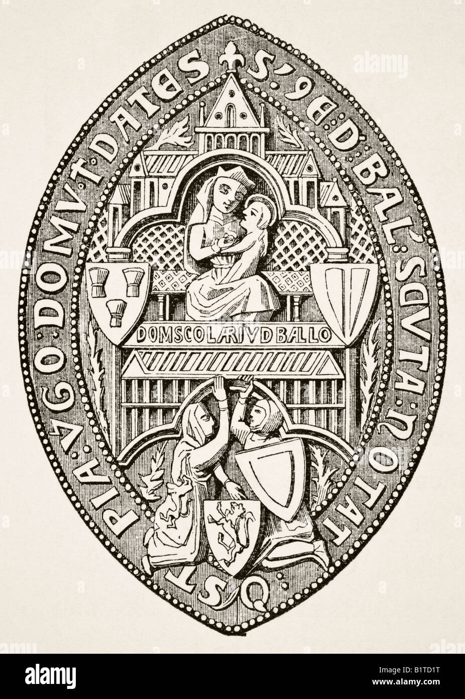 Seal of Balliol College, fondé en 1269 à Oxford. De la Science et de la Littérature au Moyen Age Banque D'Images