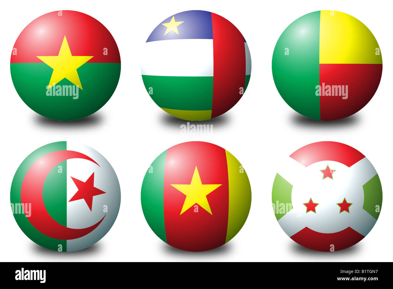 Sphérique 3D drapeaux représentant des pays africains Banque D'Images