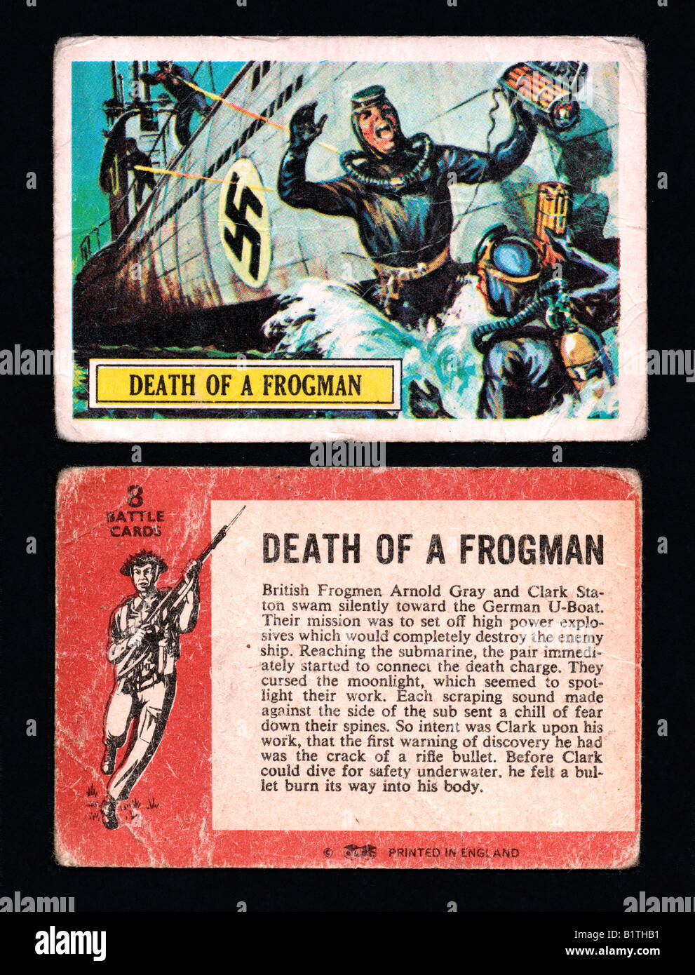 World War 2 Bataille de cartes produites en 1965 par A&BC créé par l'artiste Norman Saunders et donnés dans des paquets de gomme à bulles Banque D'Images