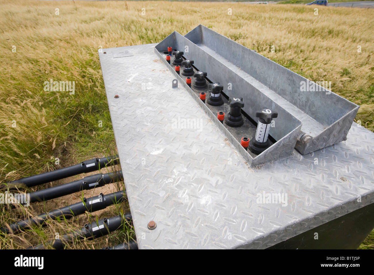 Captage du méthane à partir d'une ancienne décharge décharge sur Walney Island près de Barrow in Furness pour convertir à l'électricité verte Banque D'Images