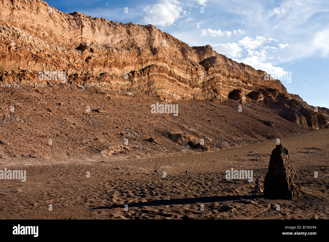 Géologie Les roches sédimentaires - bandes vers le haut et la couche montrant le mouvement de la terre dans le désert d'Atacama au nord du Chili Banque D'Images