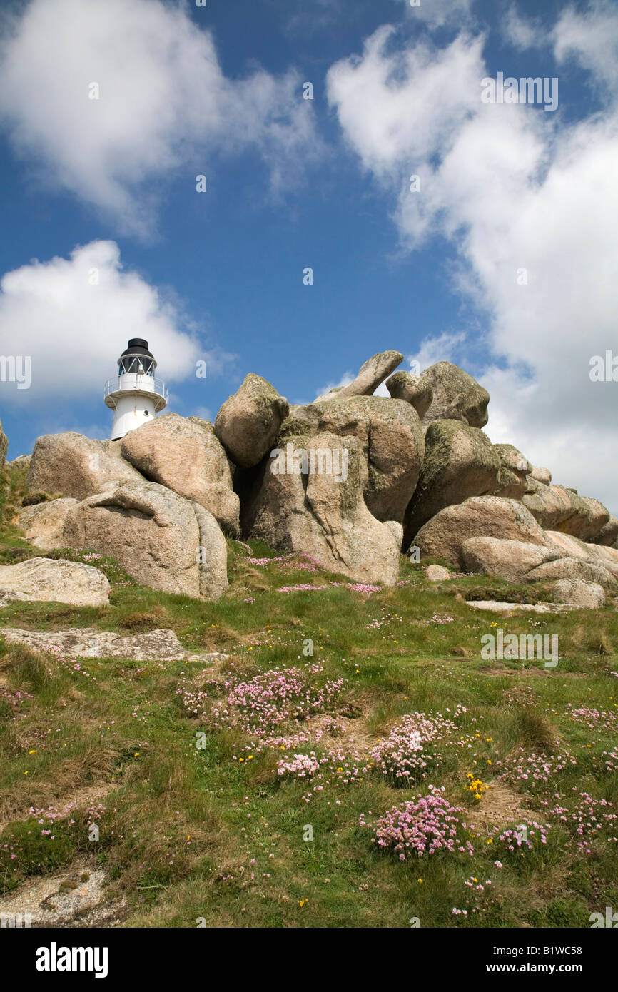 Peninnis head lighthouse St Marys Îles Scilly Banque D'Images