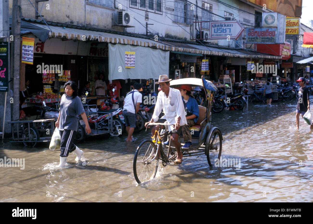 Thaïlande mahachai Samut Sakhon scène d'inondation Banque D'Images