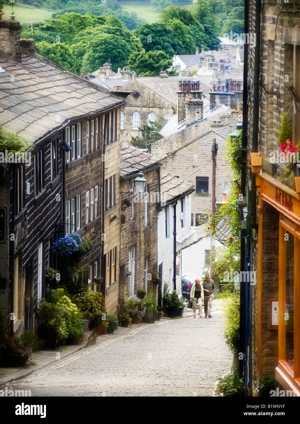 Haworth Main Street West Yorkshire Banque D'Images