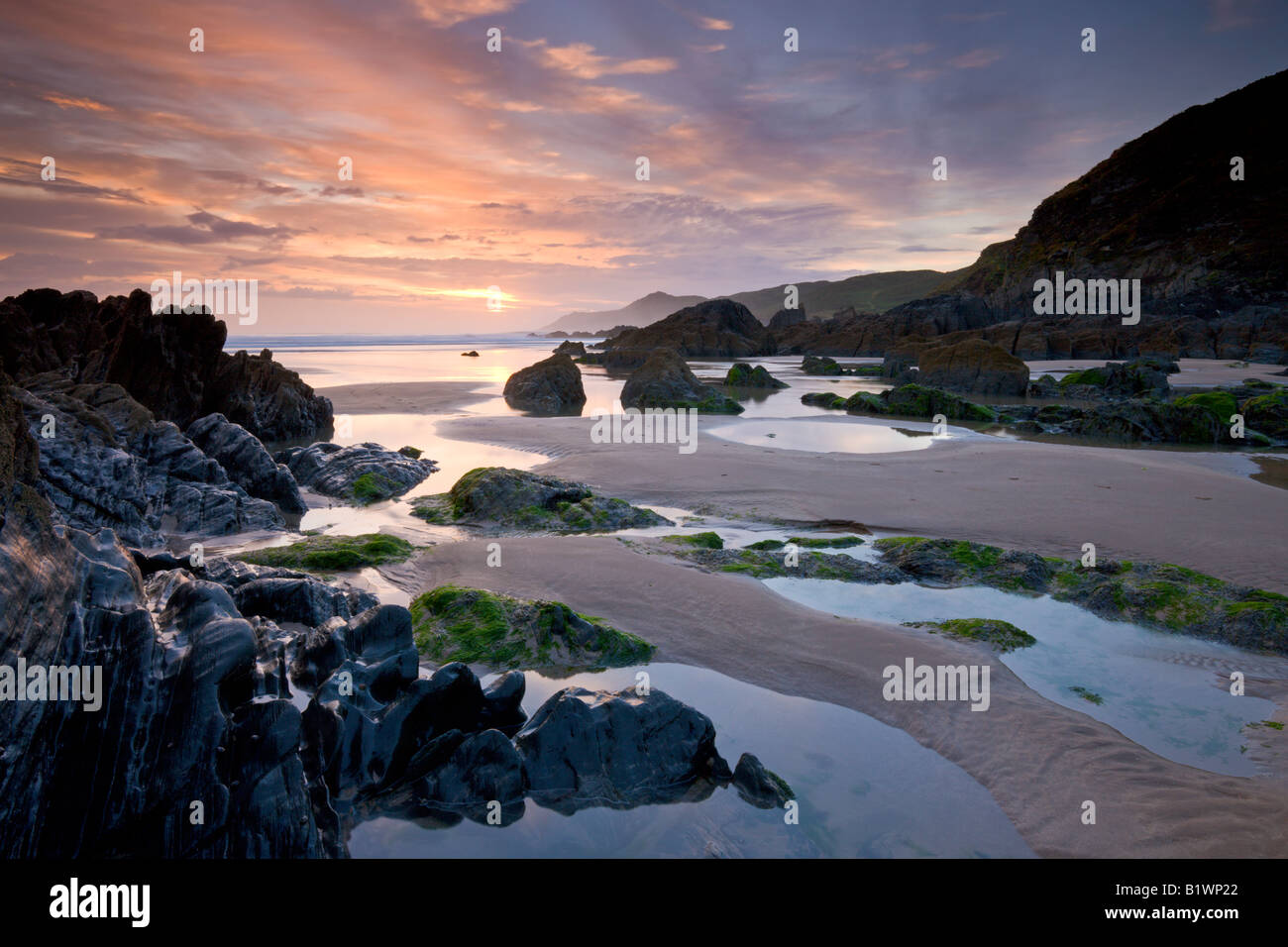 Combesgate Beach sur la côte nord du Devon en Angleterre Devon Woolacombe Banque D'Images