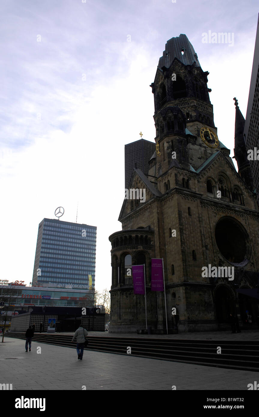 L'Église protestante allemande Kaiser William Memorial Kaiser-Wilhelm-Gedächtniskirche Berlin Kurfürstendamm Breitscheidplatz Banque D'Images