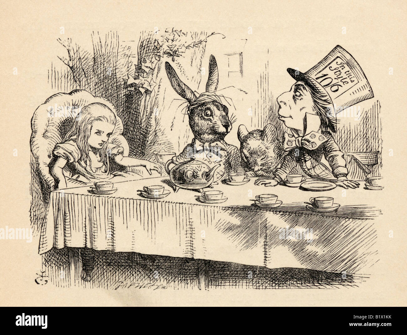 Alice à la Mad Hatter's Tea Party Banque D'Images