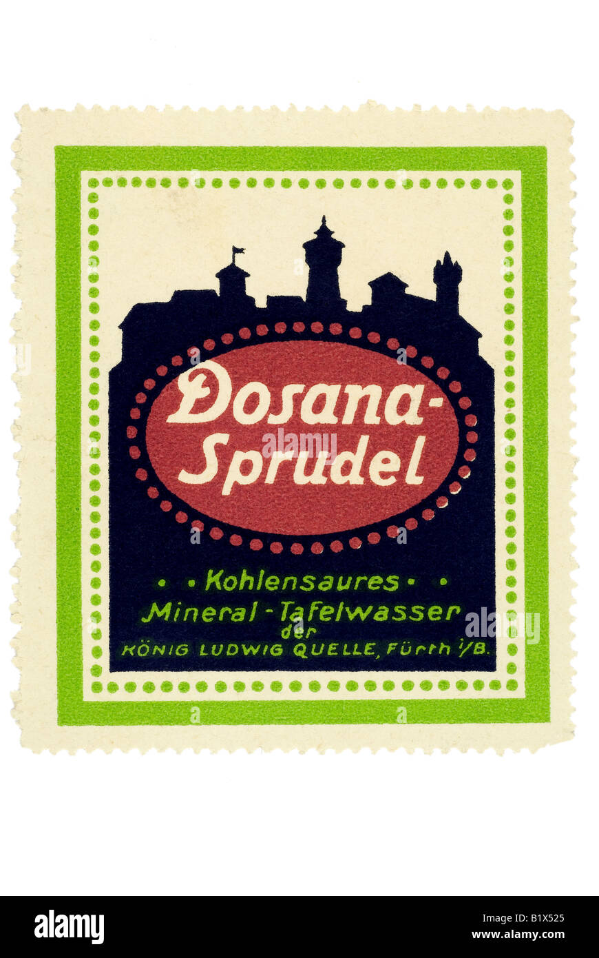 Dosana kohlensaures Swiss trading stamp minéral Tafelwasser Der König Ludwig Quelle Fürrn j B Banque D'Images