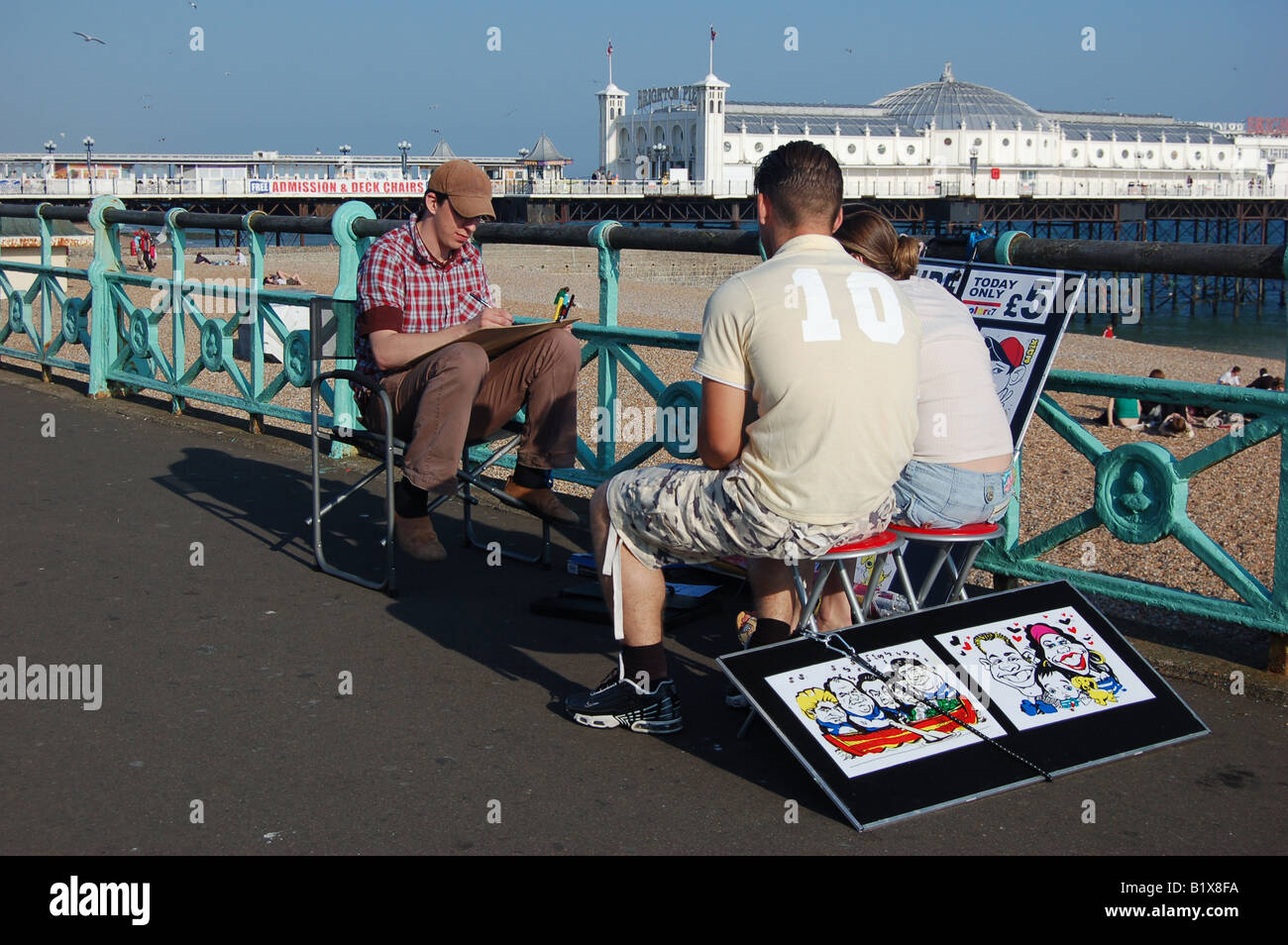 Artiste au travail, front de mer de Brighton, Angleterre Banque D'Images