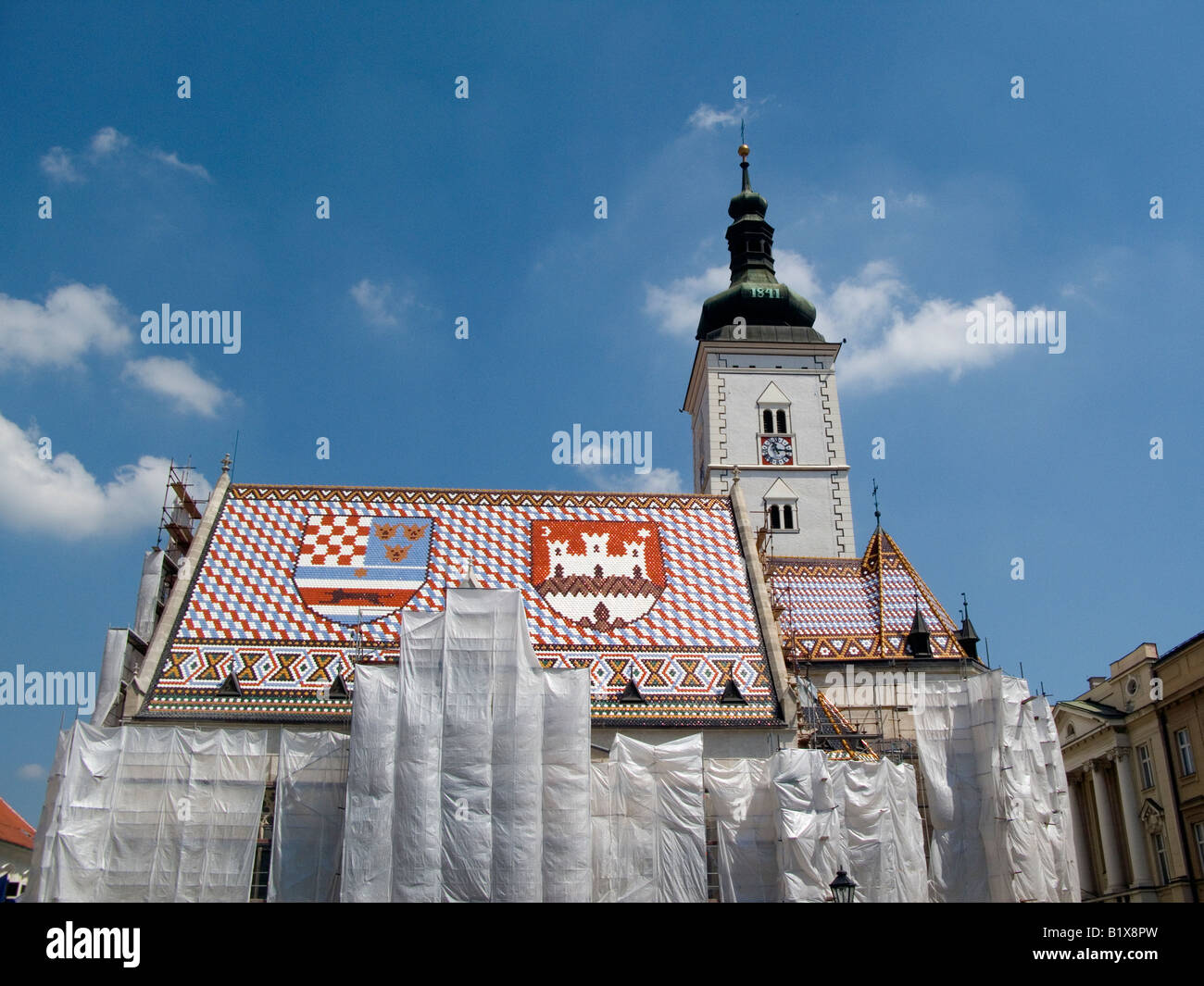 Blason croate St Marco church Zagreb Croatie Banque D'Images