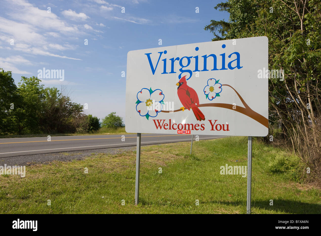 Virginia State panneau de bienvenue à l'état de la Virginie de l'Ouest sur la ligne 340 nous en direction du sud. Banque D'Images