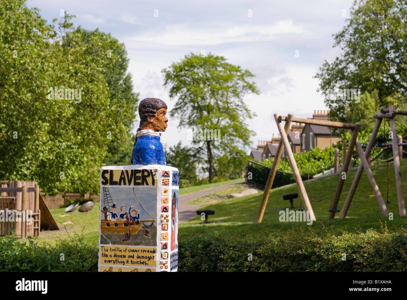 Plinthe à Géraldine Mallet de Telegraph Hill Park, dévoilé le 14 juin 2008 par le maire de Lewisham, Sir Steve Bullock Banque D'Images