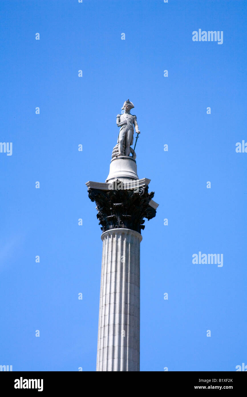 Nelsons Column à Trafalgar Square London Banque D'Images