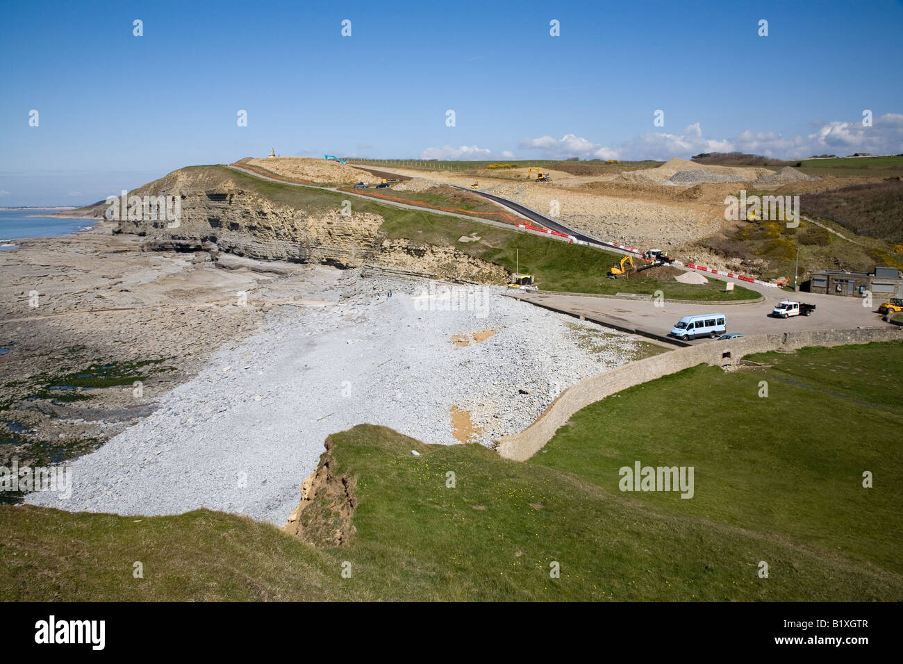 Nouvelle route de falaise en construction à Dunraven Bay South Wales Banque D'Images