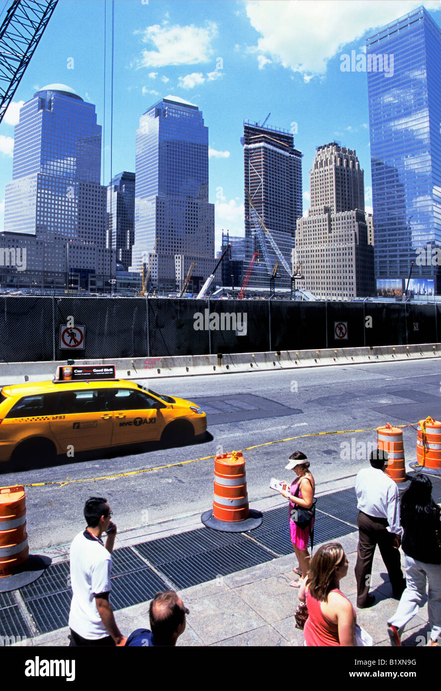 World Trade Center chantier de construction à New York City d'un nouveau bâtiment à Lower Manhattan, 2008, gratte-ciel USA Banque D'Images