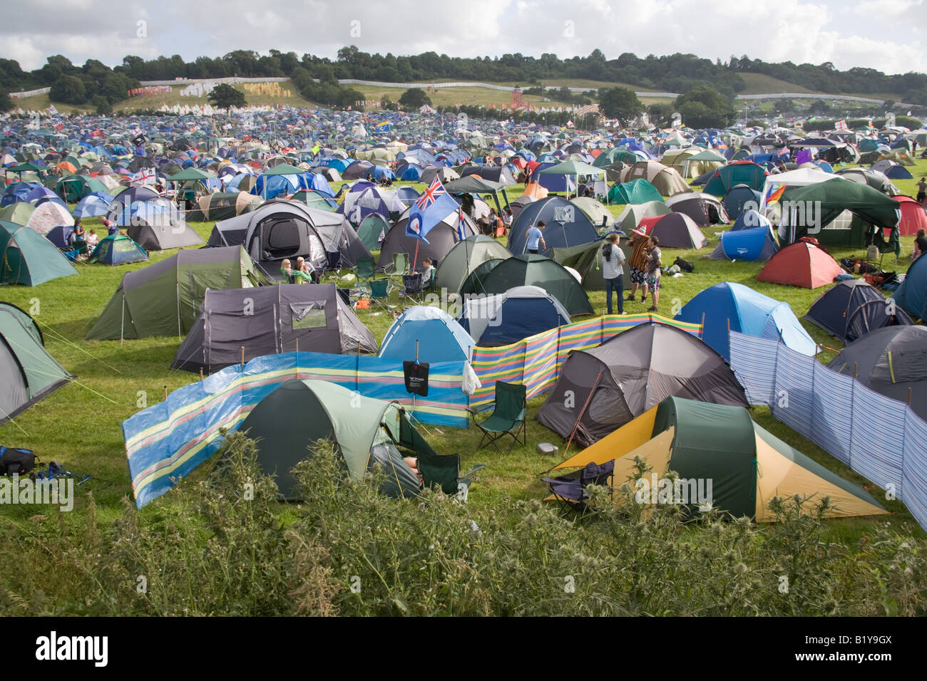 Pennard Hill camping Glastonbury Festival 2008 Banque D'Images