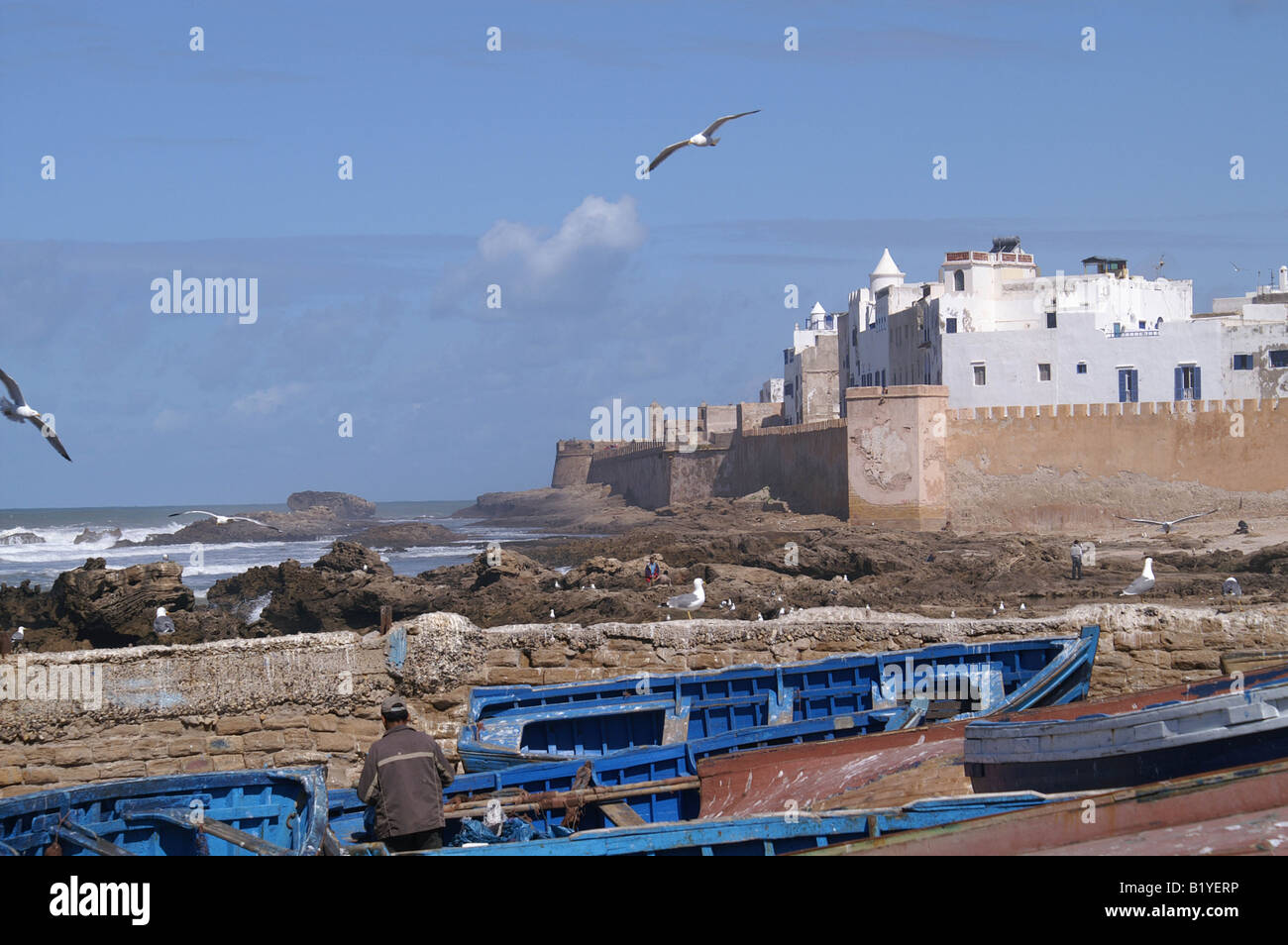 La ville fortifiée d'Essaouira, Maroc. Banque D'Images