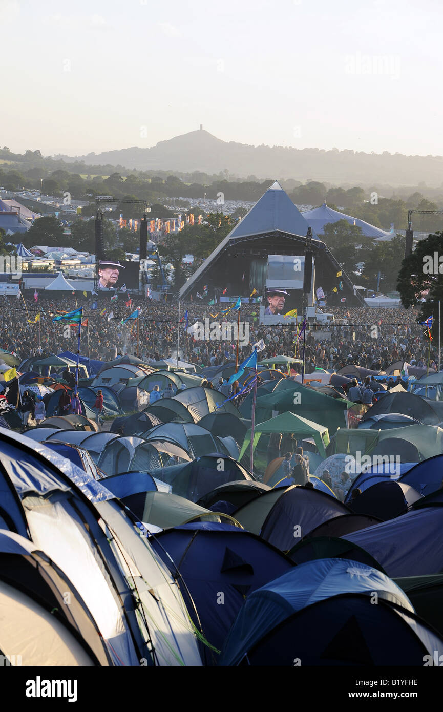 Étape Pyramide festival de Glastonbury et Leonard Cohen Banque D'Images