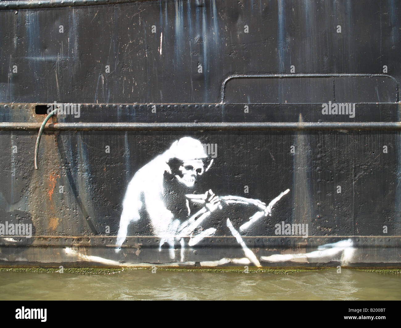 Banksy graffiti pochoir à Bristol, Royaume-Uni, mort, morte, art de rue, Banque D'Images