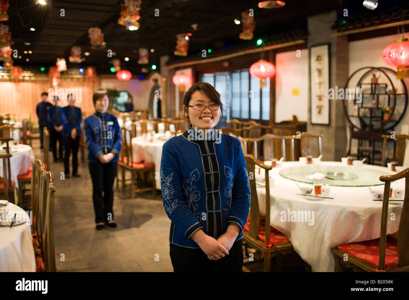 Serveuses de restaurant chinois Beijing Chine Banque D'Images