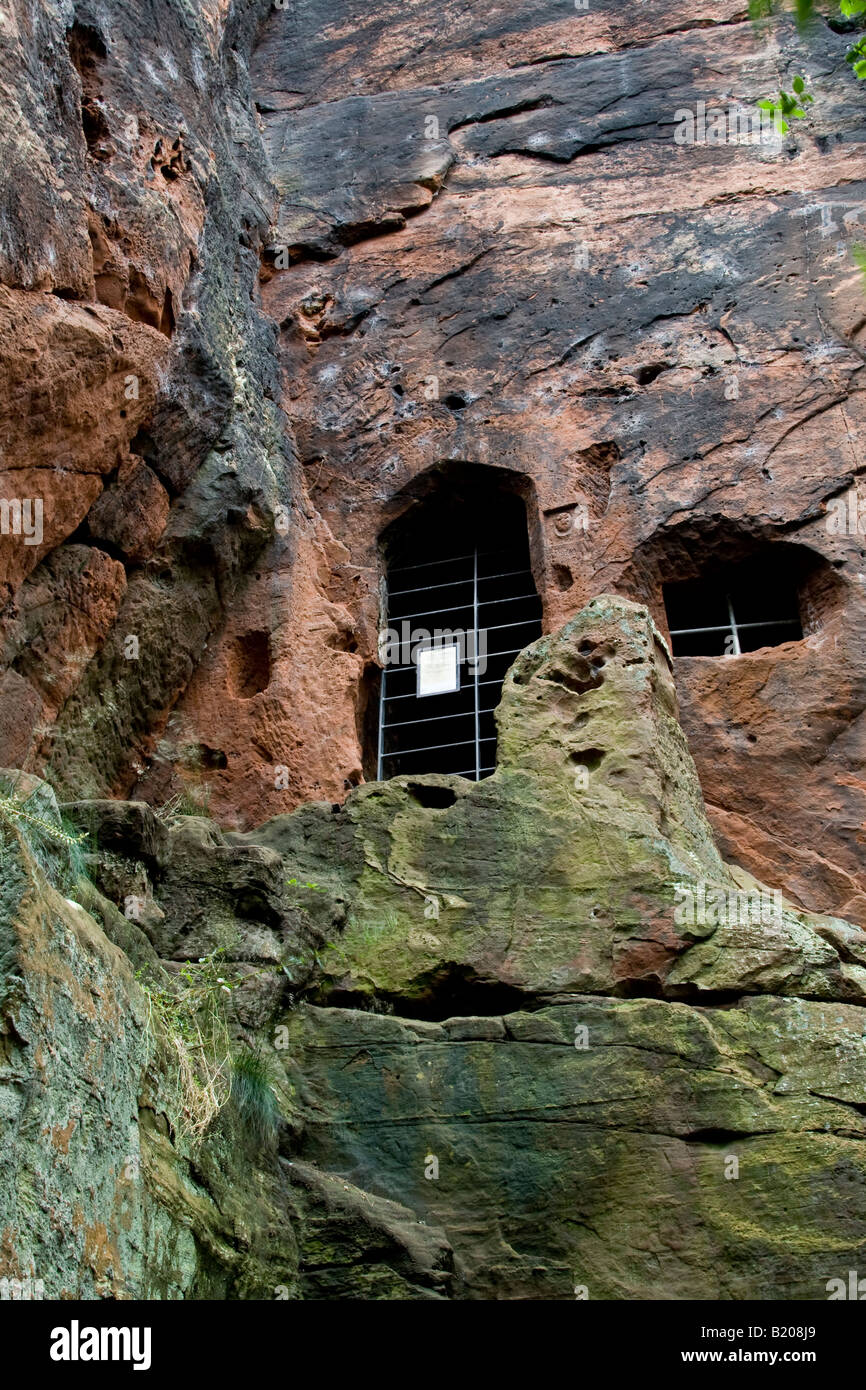 Humphrey Kynaston's Cave, Nesscliffe Country Park, Shropshire, Angleterre Banque D'Images