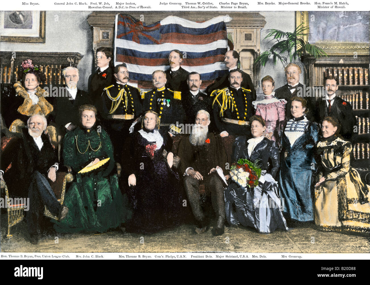 Réception pour Sanford Dole président de la République d'Hawaï à la Chicago Union League Club 1890. La main, d'une photographie de demi-teinte Banque D'Images