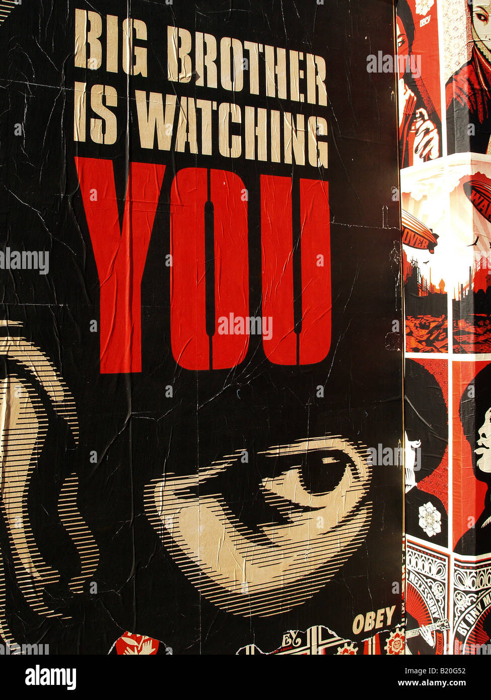 Obéir, street art poster, Londres, Royaume-Uni, en Californie, USA, art urbain, street art, contemporain, Banksy, Banque D'Images