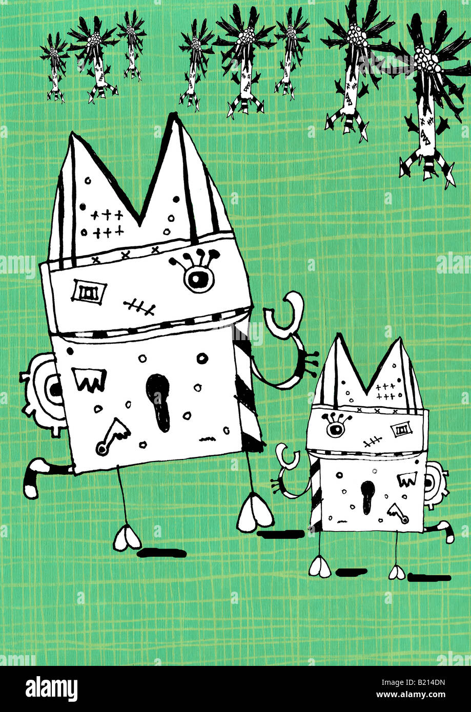 Illustration de style de jeu monster/robot créatures. Banque D'Images