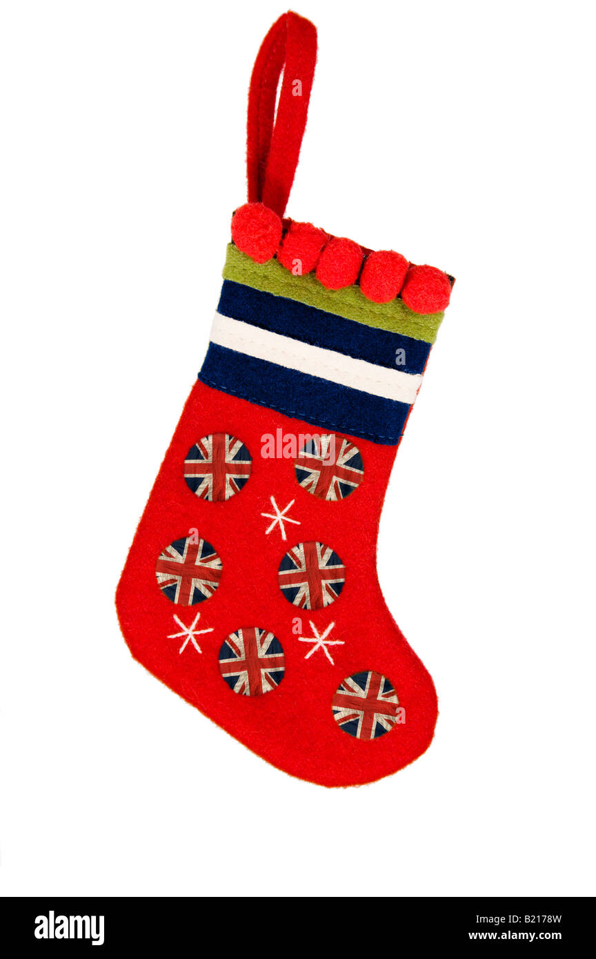 Noël : la détention en 'Union Jack' motifs britannique Banque D'Images
