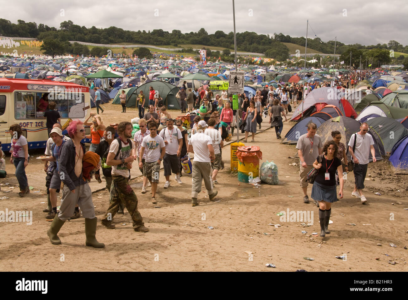 Camping au festival de Glastonbury 2008 Banque D'Images