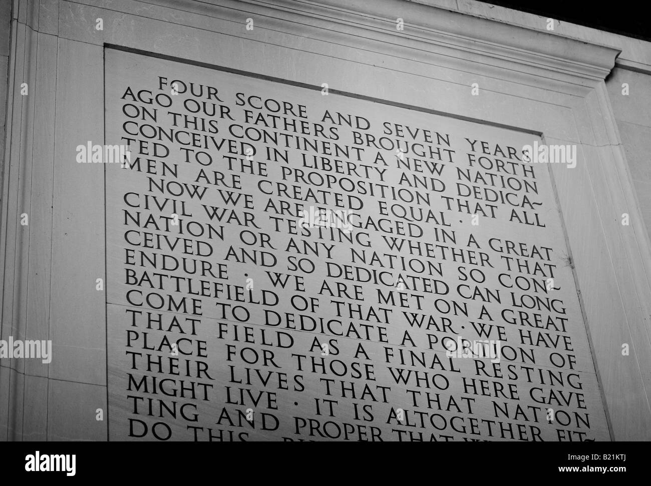 WASHINGTON DC USA Gettysburg inscription sur mur dans le Lincoln Memorial Banque D'Images
