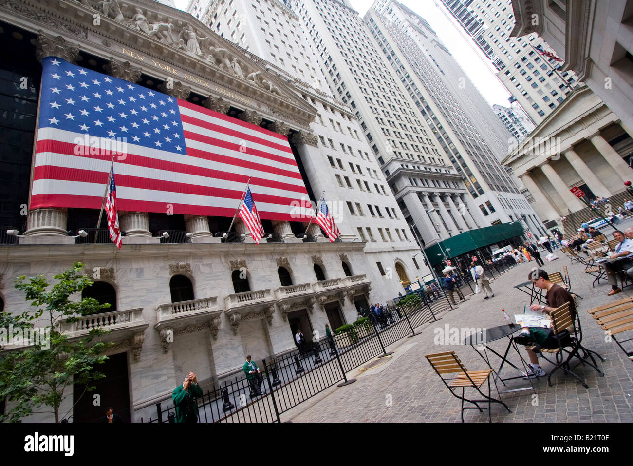 L'avant de la Bourse de New York Bourse de Wall Street à New York New York le 15 août 2006 Banque D'Images