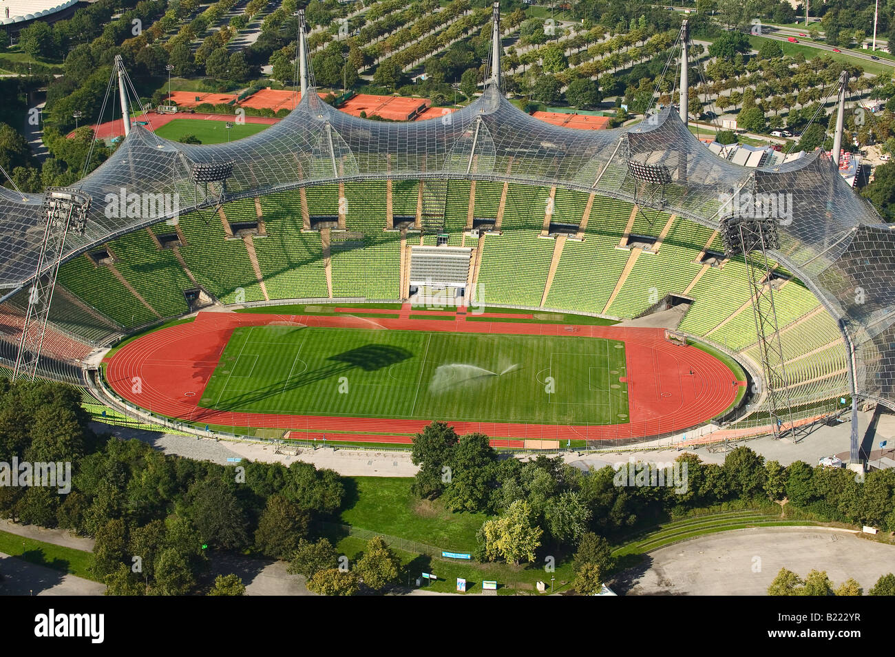 Le stade du Parc olympique de Munich Allemagne Europe Bavière Banque D'Images