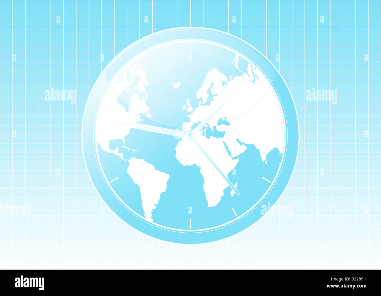 Vector illustration d'un cadre conceptuel global world clock background Banque D'Images