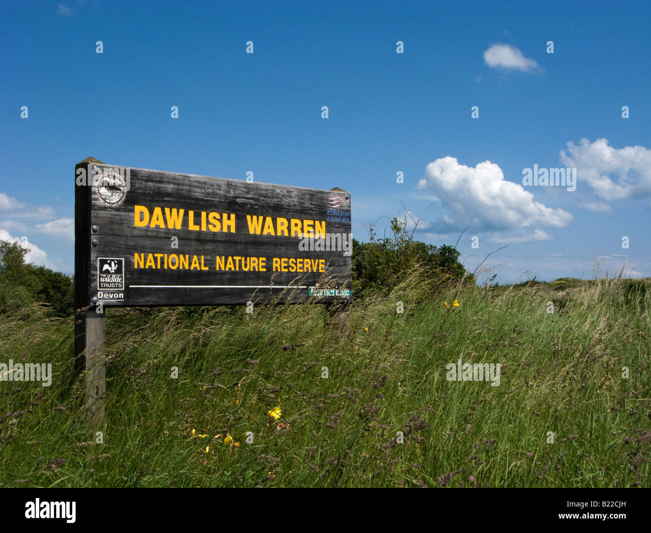 Dawlish Warren signe Réserve naturelle, dans le sud du Devon, UK Banque D'Images