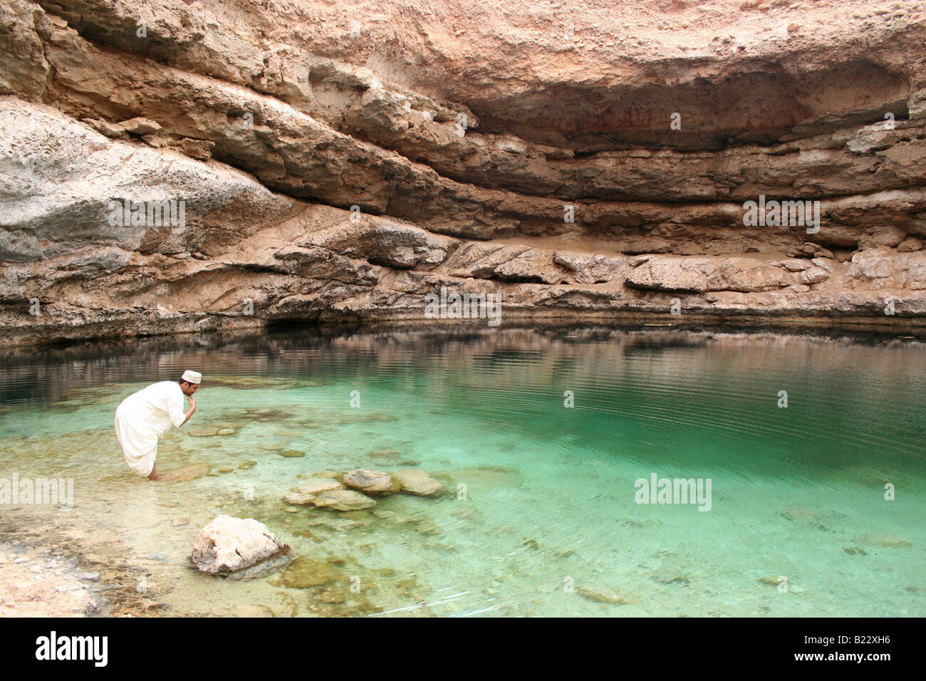 Dahab évier trou près de Mascate, Sultanat d'Oman Banque D'Images