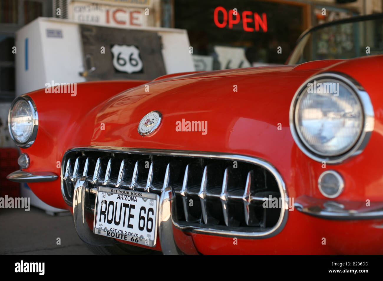 Signe de route 66 désert de l'Arizona USA Banque D'Images