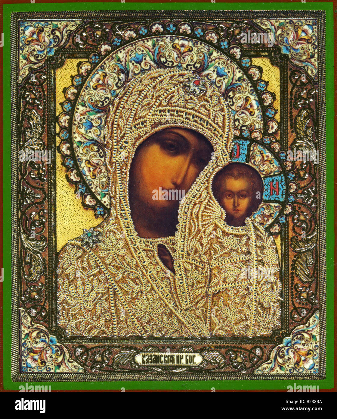 Russe moderne fait copie d'une ancienne icône russe de la Vierge et l'enfant pour un usage éditorial uniquement Banque D'Images