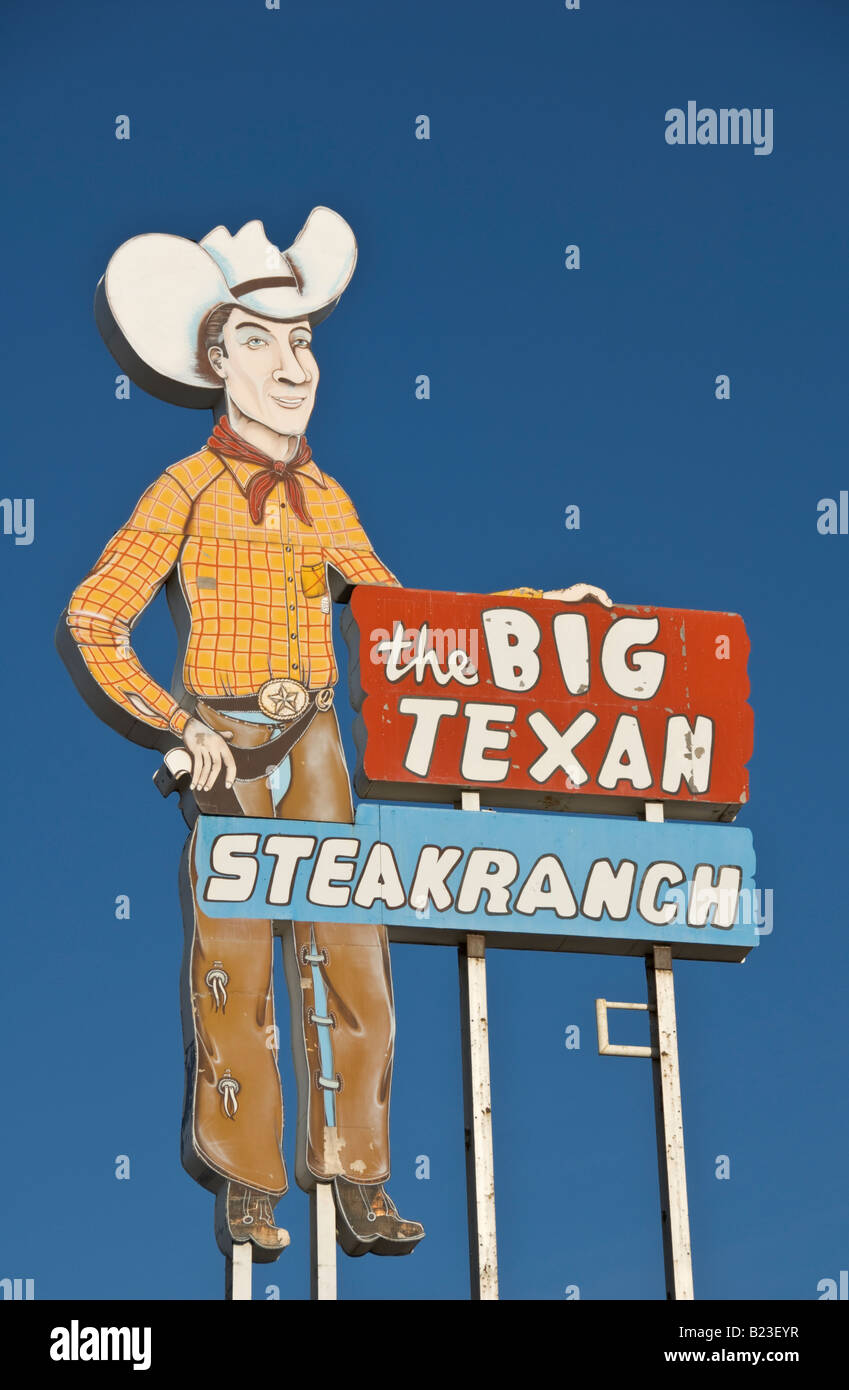 L'Amarillo Texas Big Texan Steak Ranch restaurant sign Banque D'Images
