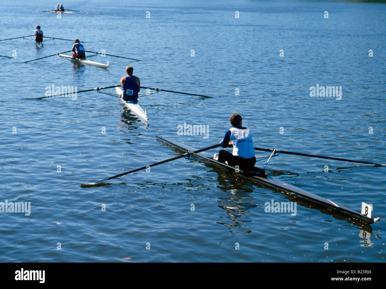 Chef de la Schuylkill régate. Sculling sur la rivière Schuylkill, Philadelphie, PA. Banque D'Images