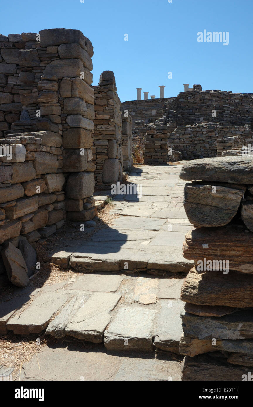Ruines sur Delos, Grèce Banque D'Images
