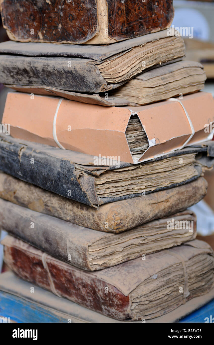Vieux manuscrits du saint Coran Ouadane Afrique de l'Ouest Mauritanie Afrique Banque D'Images