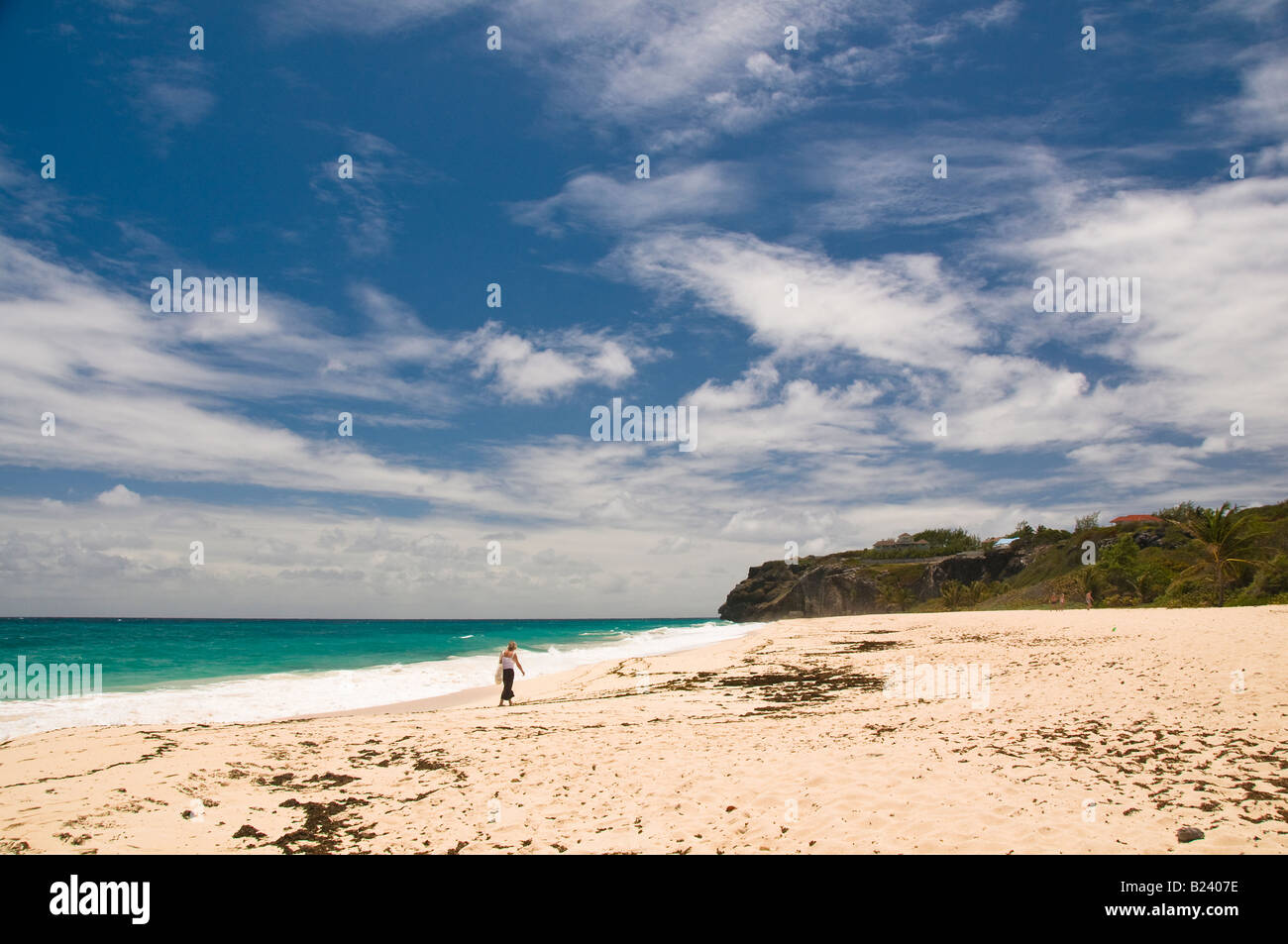 La solitude à Mamallapuram Beach sur la côte sud-est de la Barbade, près de la ville la grue Mars 2008 Banque D'Images