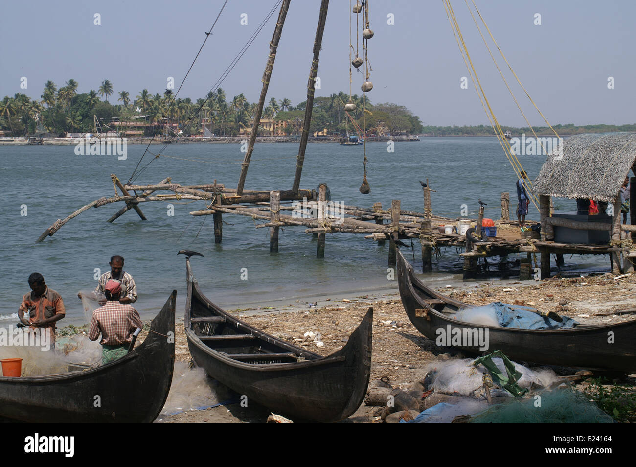 Filets de pêche chinois à Cochin, Kerala, Inde Banque D'Images