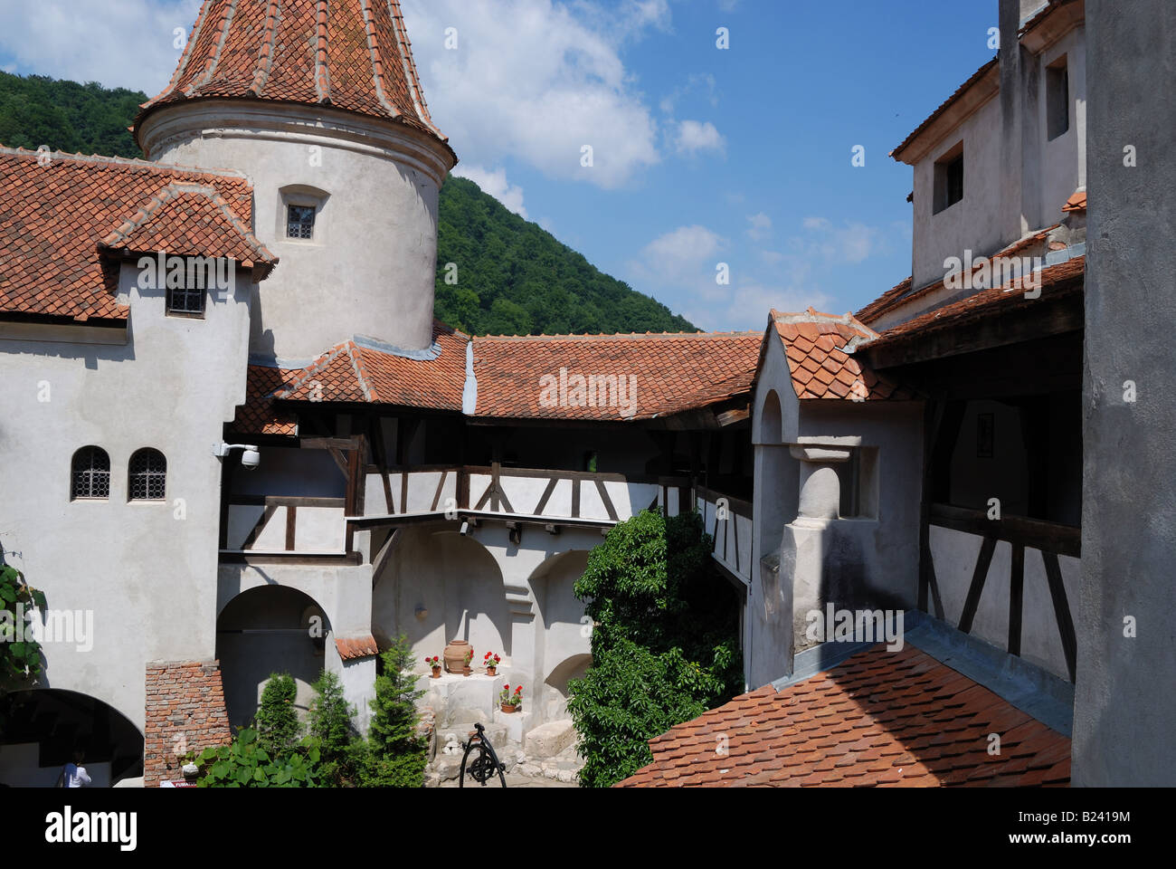 Le Château de Bran, Transylvanie, Roumanie, jour, du soleil, des montagnes des Carpates Banque D'Images